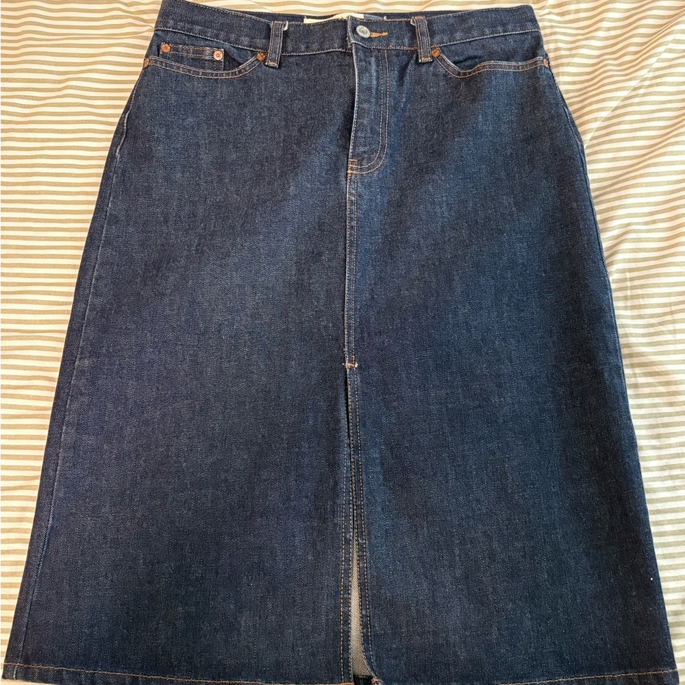 GAP Vintage Denim Knee-Length Skirt with Slit   Fall 2001